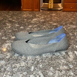 Rothy's Shoes Womens Size 9.5 Black Blue Pointed Toe Flats Washable Knit Eco